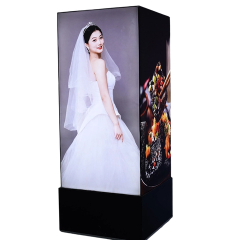 Tower modular exhibition seg system aluminum frame led light strip lighting advertising equipment cloth display cloth square post light box